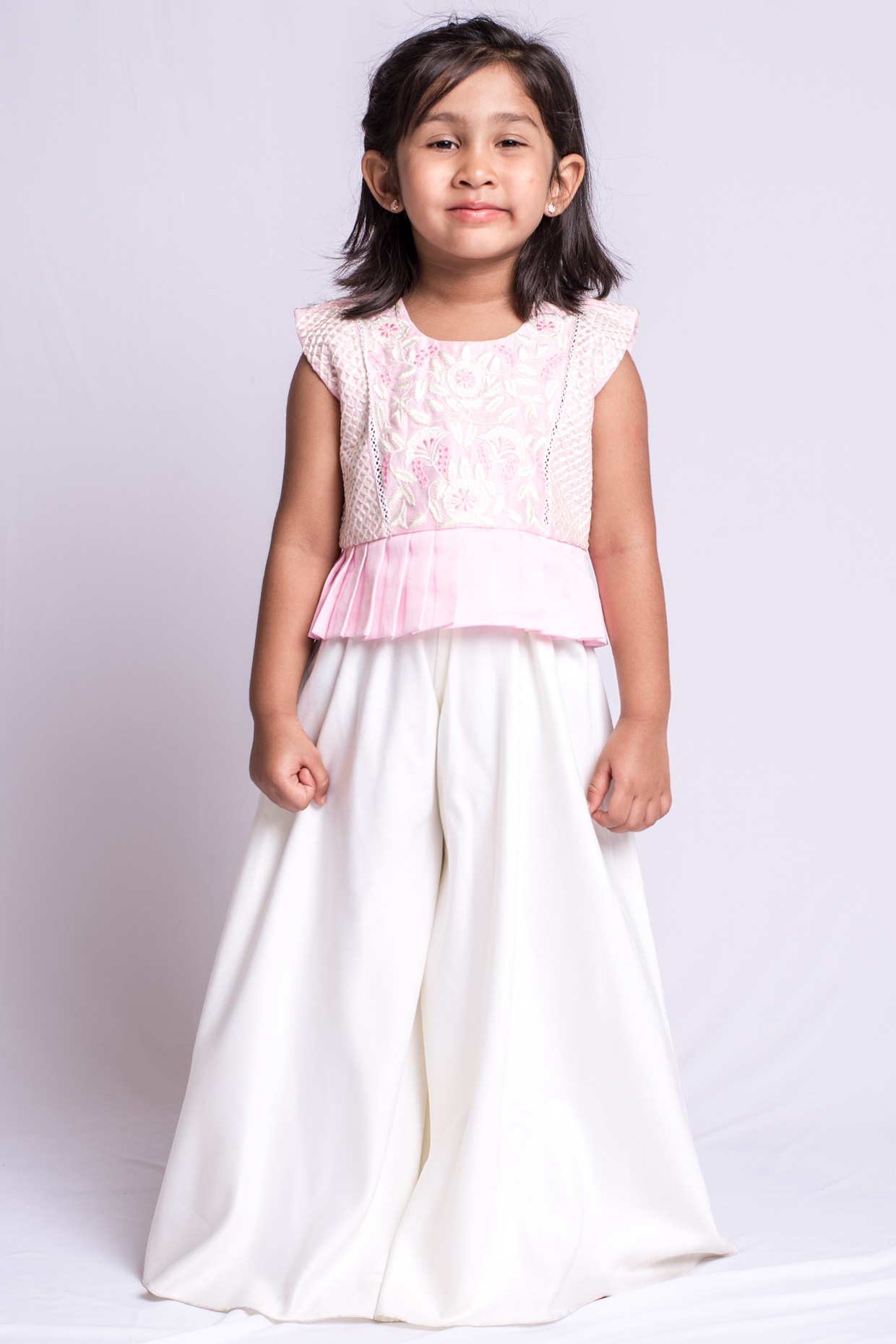 InCity Kids Girls Solid Pleated Wide Leg Dress Pants with Belt Detail